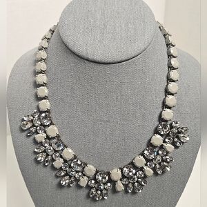 [J. CREW] Matte Gray Coated Stones Crystal Drop Statement Necklace